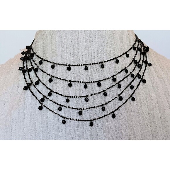 Premier Designs Jewelry - Premier Designs Layered Gunmetal Black Bead Necklace 14-18 in